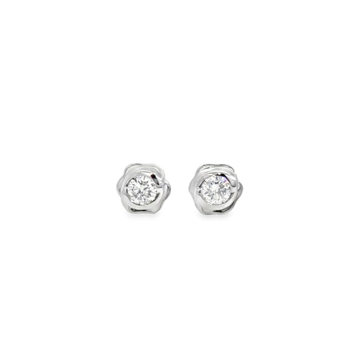 0.30 CTW Diamond 14K White Gold Sculpted Floral-Inspired Stud Earrings