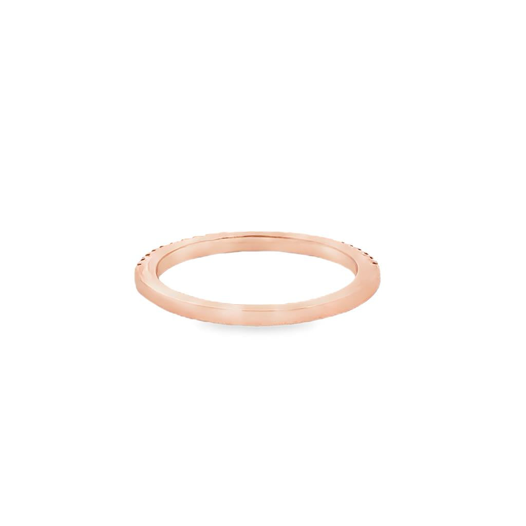 0.06 CTW Champagne Diamond Half-Eternity Band 18K Rose Gold – Size 4.5, 1mm Wide