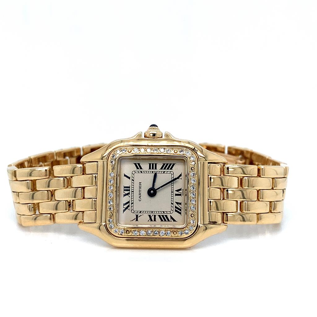 Cartier Panthère Diamond-Encrusted Yellow Gold Ladies Watch