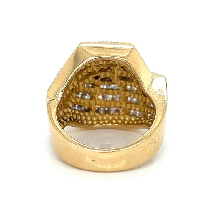 2.00 CTW Round Diamond 18K Yellow Gold Geometric Cocktail Ring