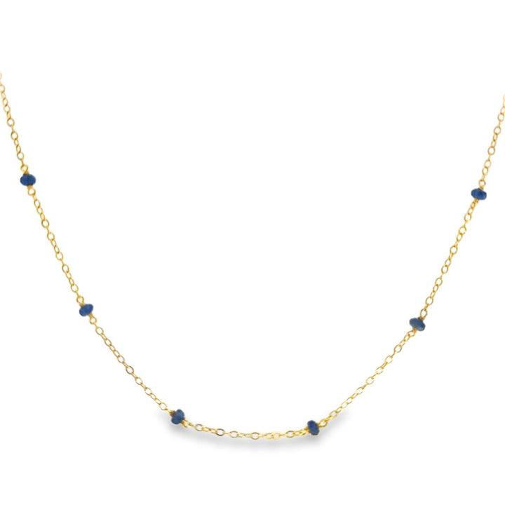 14K Yellow Gold Sapphire Beaded Chain Necklace
