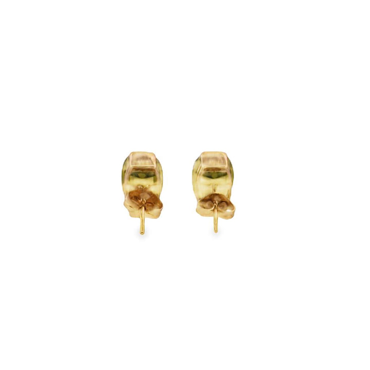 Peridot Stud Earrings in 14K Yellow Gold – 11mm x 6.5mm