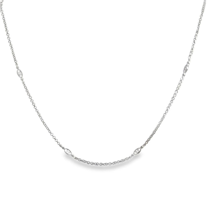 18K White Gold Oval Link Chain Necklace with Toggle Clasp