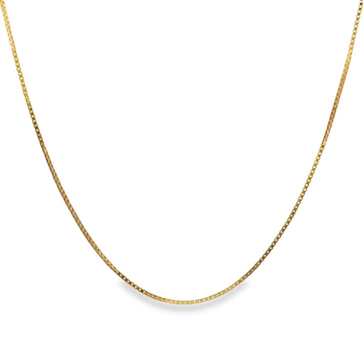 14K Yellow Gold Box Chain Necklace 1mm, 18" Long