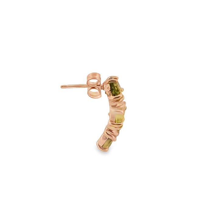 Peridot Half Hoop Earrings in 14K Yellow Gold