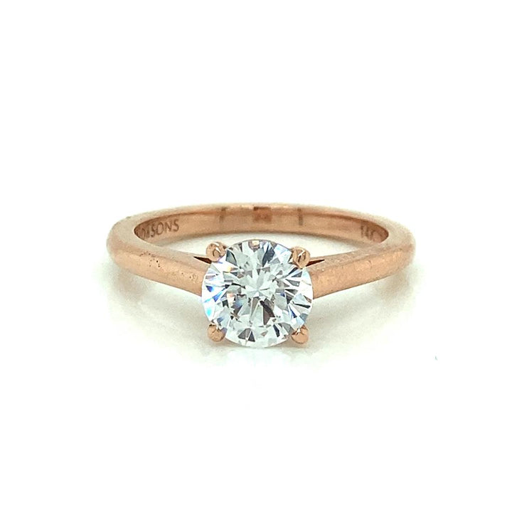 Classic Four Prong Semi-Mount Solitaire Diamond 18K Rose Gold Engagement Ring