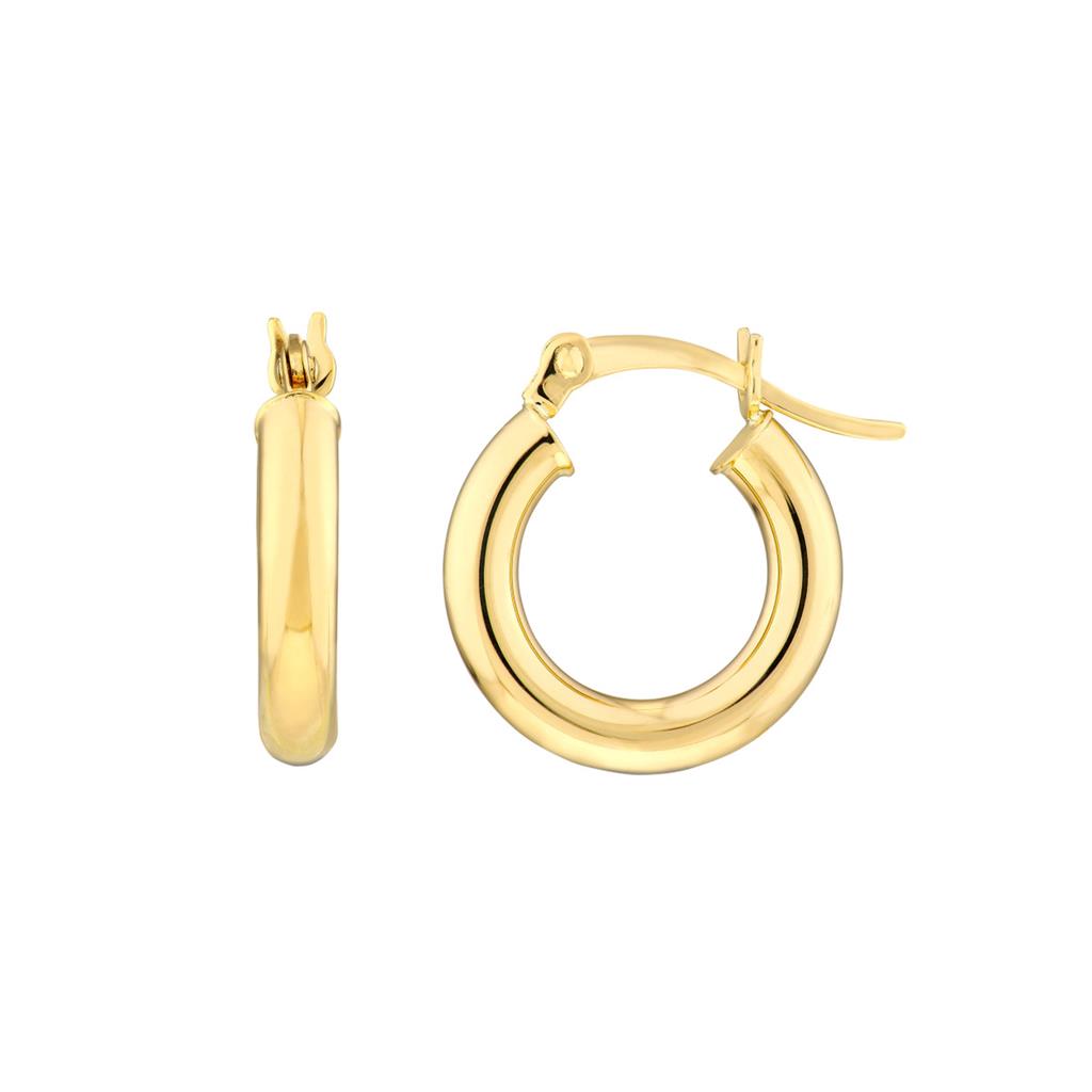 14K Yellow Gold Polished Hoop 15mm Earrings