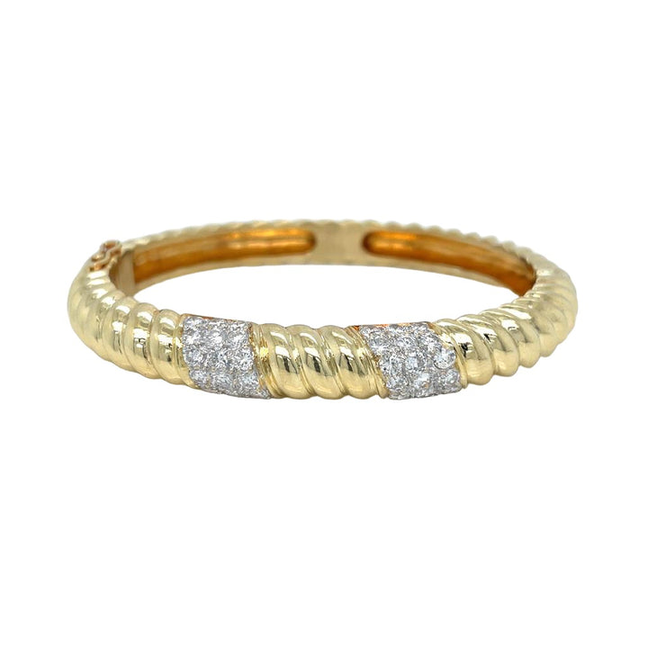 18K Yellow Gold .84ct Diamond Bangle Bracelet