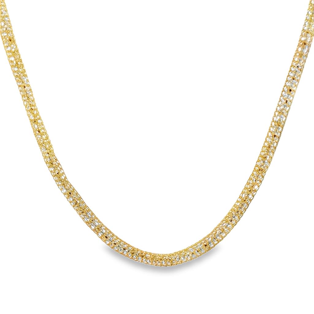 22K Yellow Gold Mesh Chain with White Gold Ball Chain, 3mm Wide