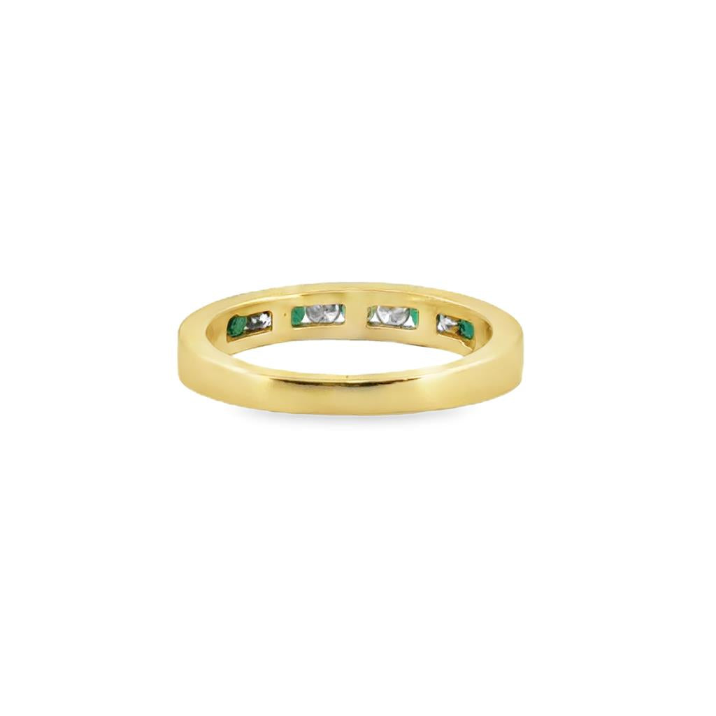 0.18 CTW Diamond & Emerald 18K Yellow Gold Channel Set Band – 3mm