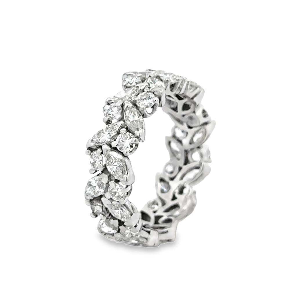 3.96 CTW Diamond Platinum Wide Band Ring