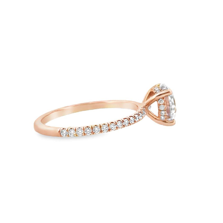 Hidden Halo Micro Pavé Engagement Semi-Mount Ring in 18K Rose Gold