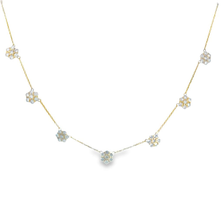 3.00 CTW Diamond Floral Station Necklace in 14K Yellow Gold