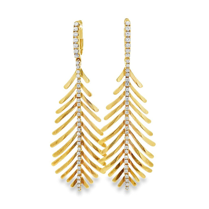 0.98 CTW Diamond Sydney Garber Feather Earrings in 18K Yellow Gold