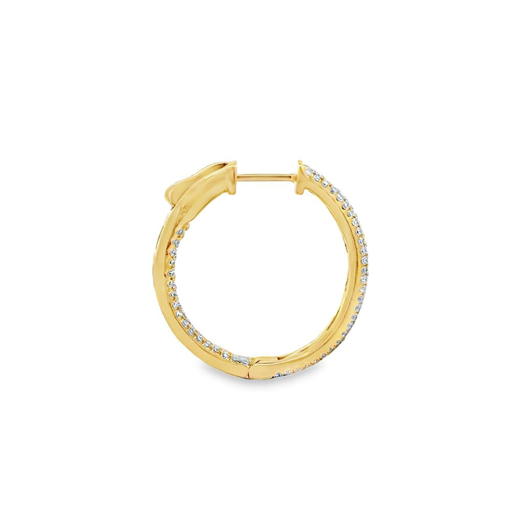 0.82 CTW Diamond 18K Yellow Gold Inside-Out Hoop Earrings