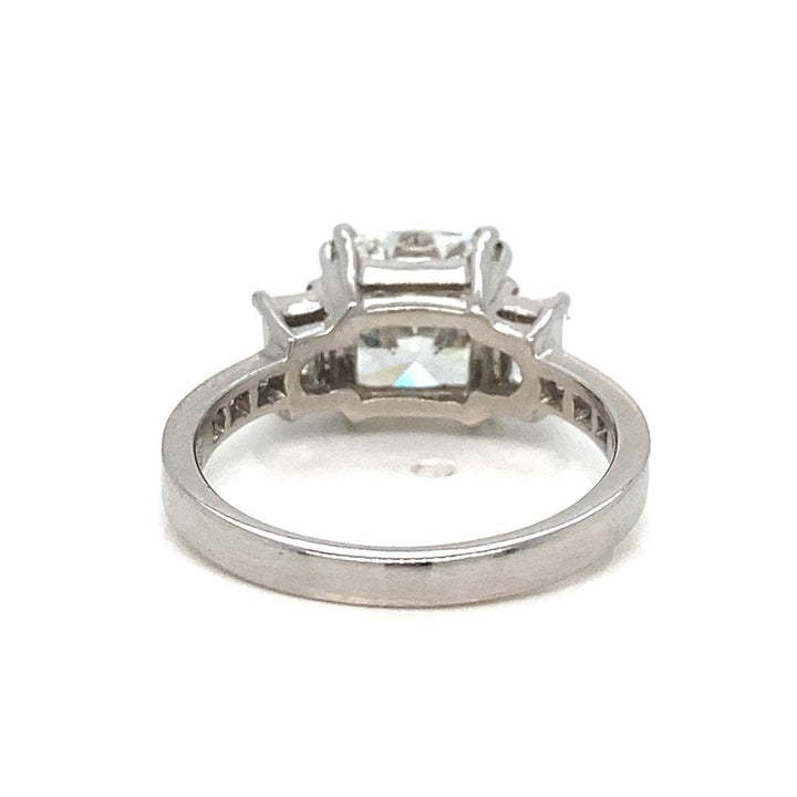 3.42 CTW Cushion and Emerald Cut Diamond Platinum Engagement Ring
