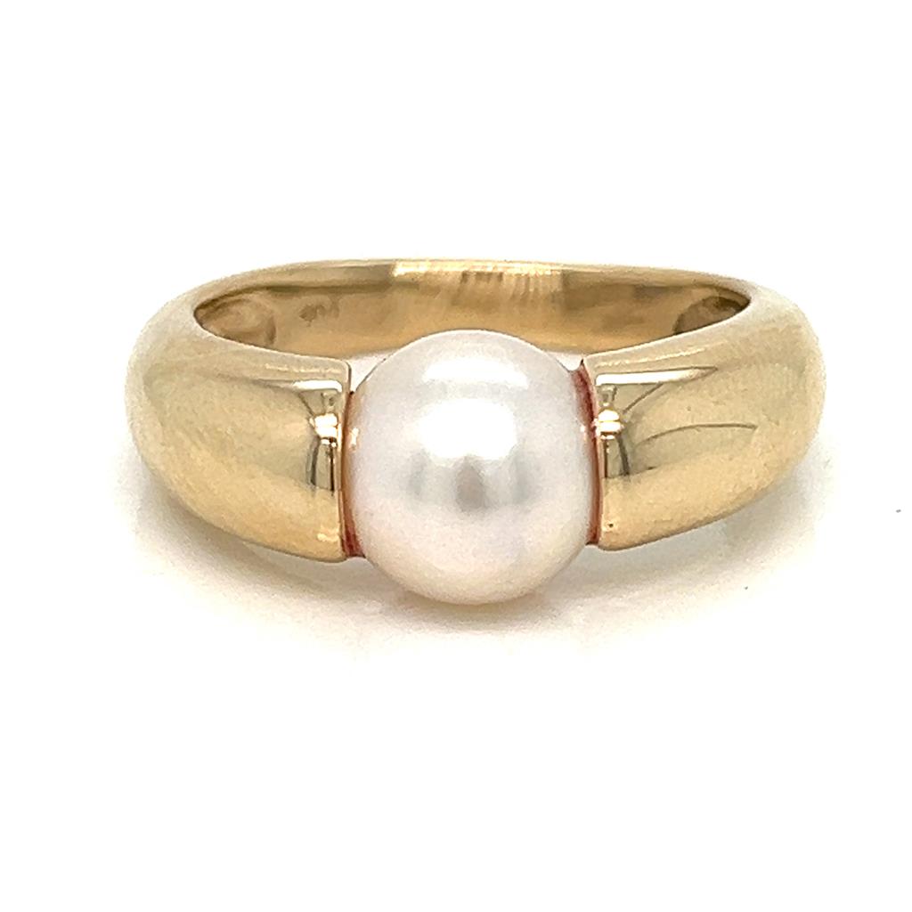 8.70mm White Cultured Pearl Ring in 14K Yellow Gold