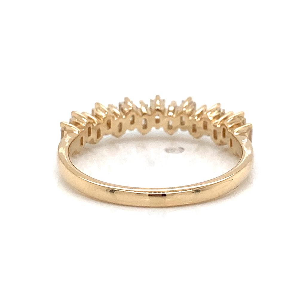 0.55 CTW Baguette Diamonds 14K Yellow Gold Offset Design Ring