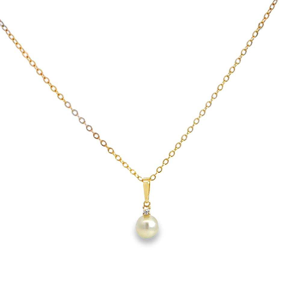 Pearl & 0.03 CT Diamond Pendant Necklace – 16"