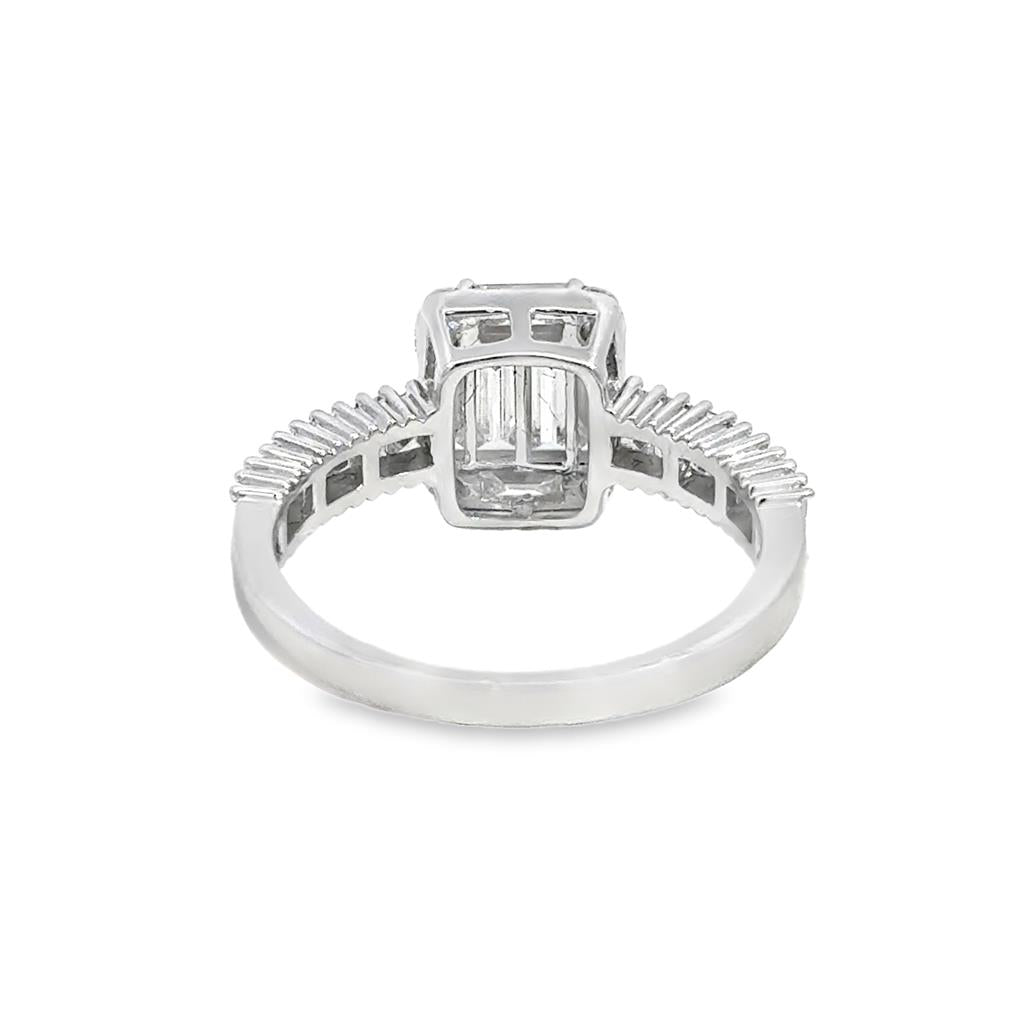 1.28 CTW Diamond 18K White Gold Baguette Ring