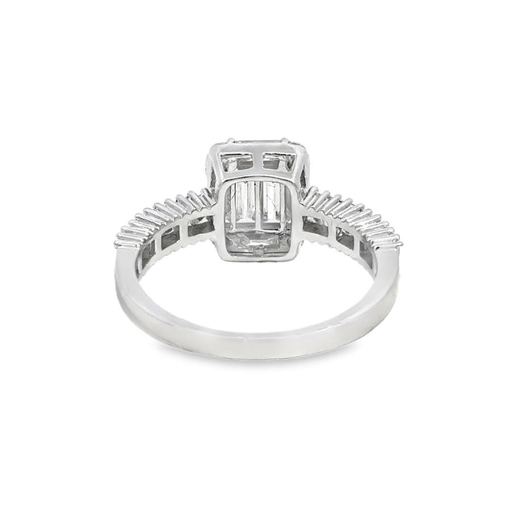 1.28 CTW Diamond 18K White Gold Baguette Ring