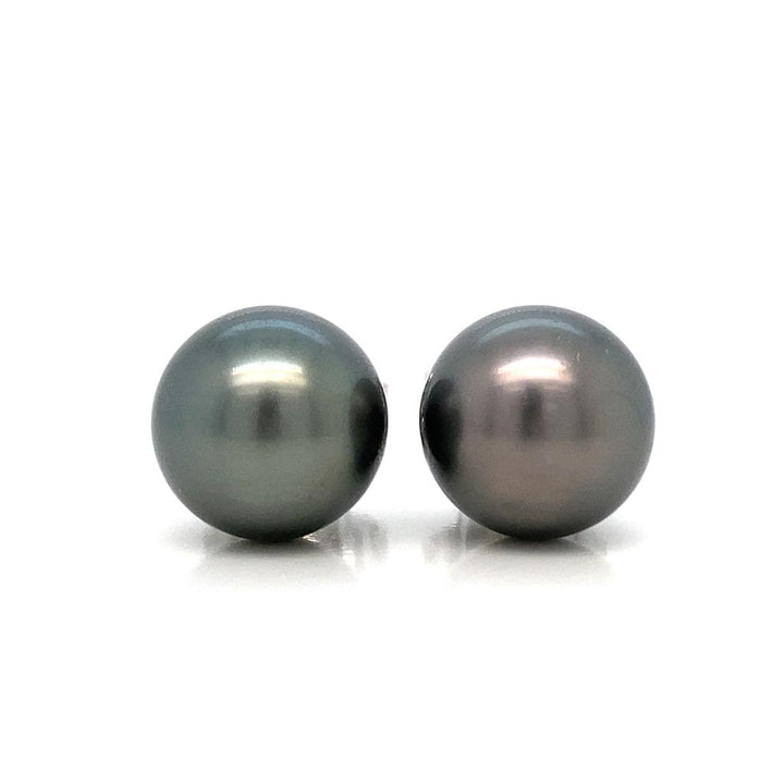 Mikimoto 18K White Gold Black Tahitian Pearl Stud Earrings, 11mm - Design PE51102