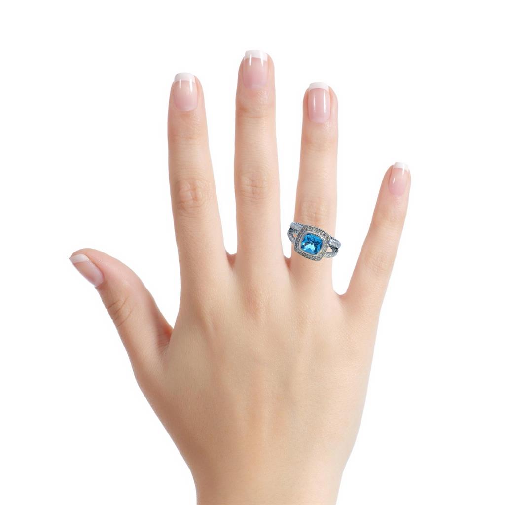 David Yurman 0.20 CTW Diamond & Blue Topaz Sterling Silver Ring – Size 6
