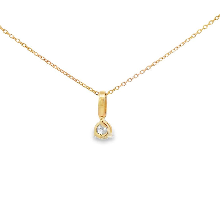 0.32 CT Diamond 14K Yellow Gold Solitaire Pendant Necklace