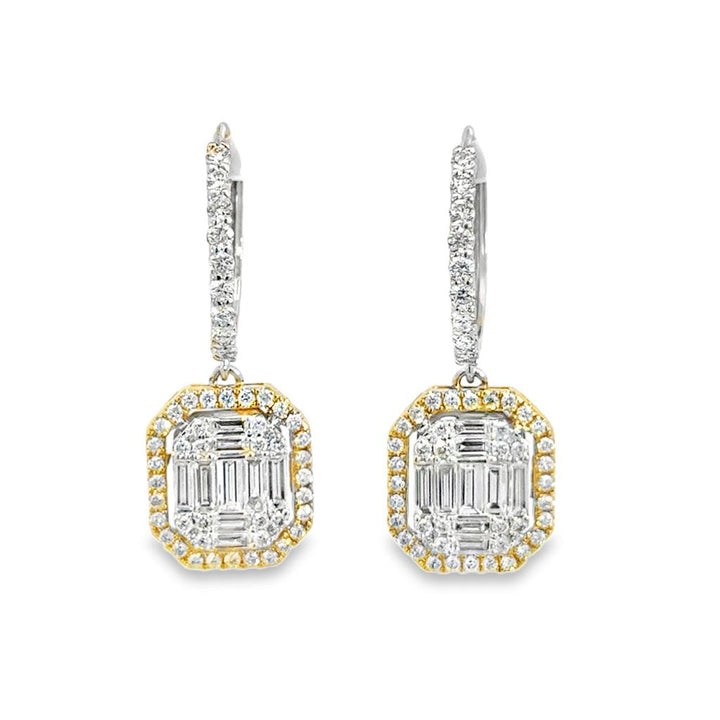 1.05 CTW Diamond 14K Two-Tone Gold Drop Earrings