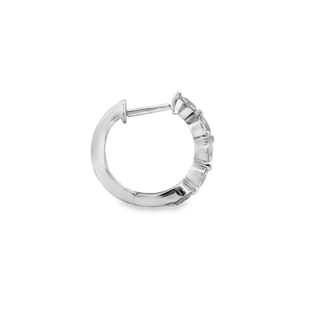 1.00 CTW Diamond Hoop Earrings in 14K White Gold – 15mm
