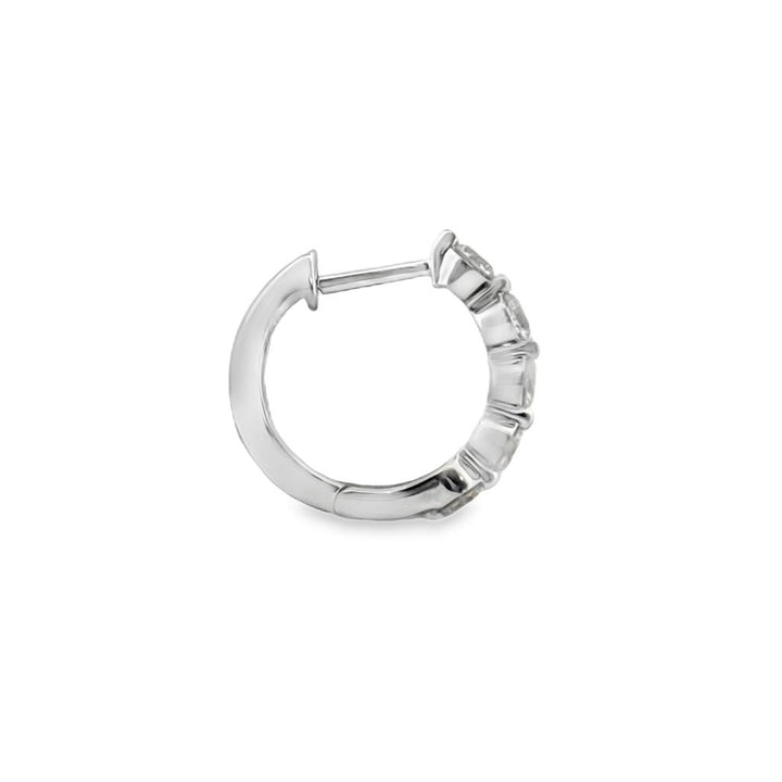 1.00 CTW Diamond Hoop Earrings in 14K White Gold – 15mm