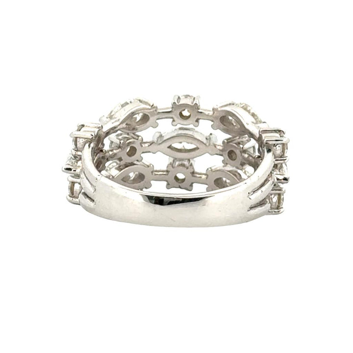 0.95 CTW Pear Diamond, 0.69 CTW Round Diamond, and 0.20 CTW Marquise Diamond 18K White Gold Ring