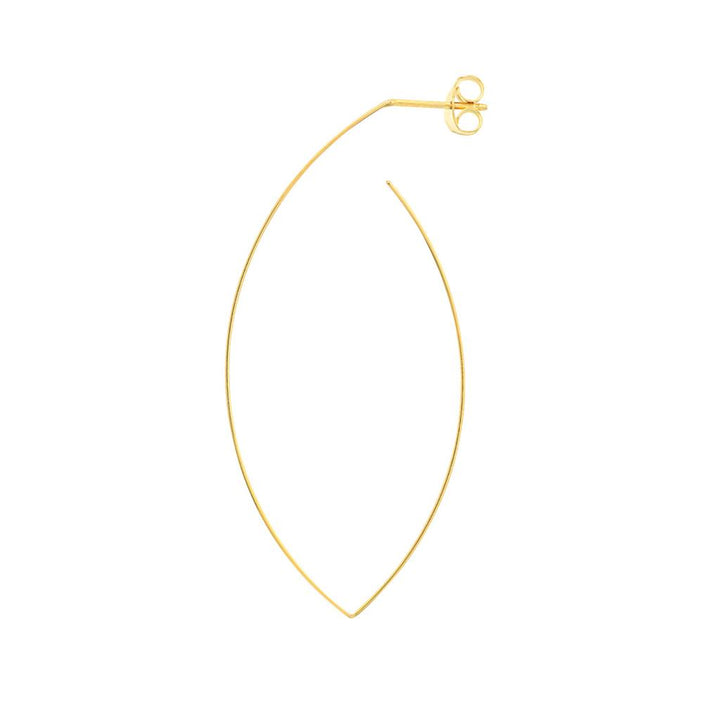 14K Yellow Gold Wire Marquise Hoop Earrings
