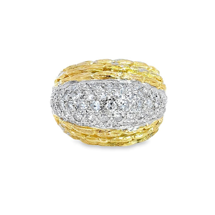 1.40 CTW Diamond Pavé 14K Two-Tone Dome Cocktail Ring
