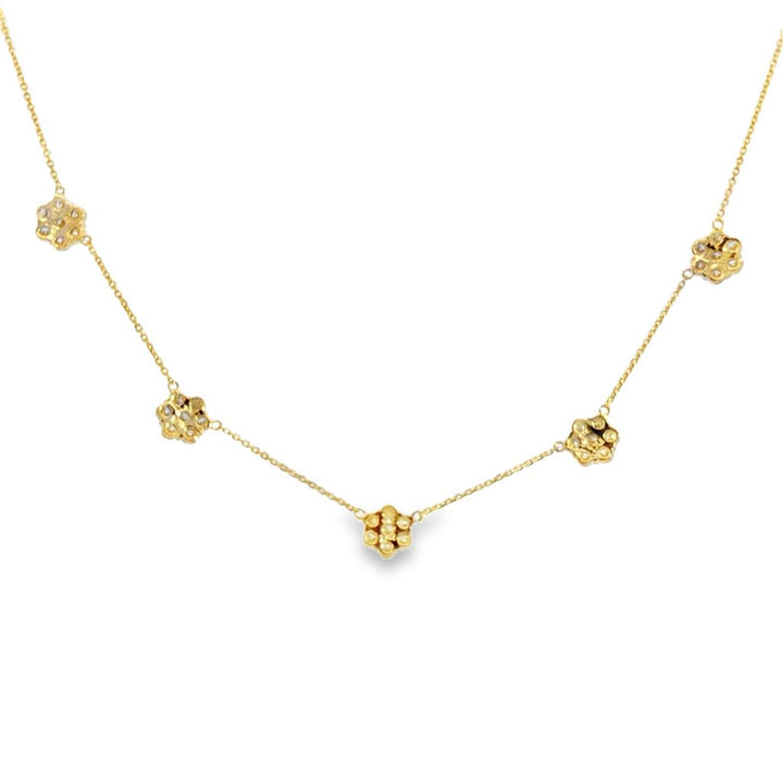 3.01 CTW Diamond Floret Station Necklace in 14K Yellow Gold