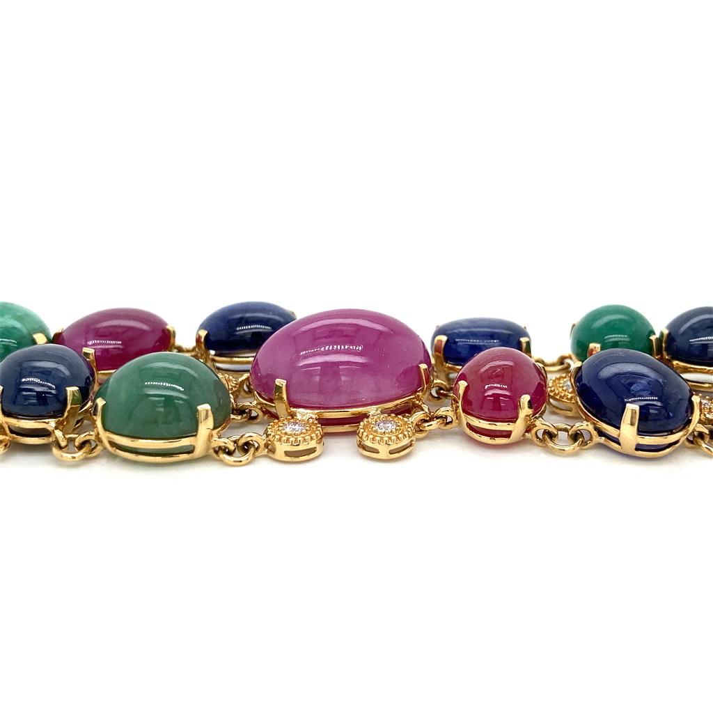 203.43ct Cabochon Ruby, Emerald & Sapphire Bracelet