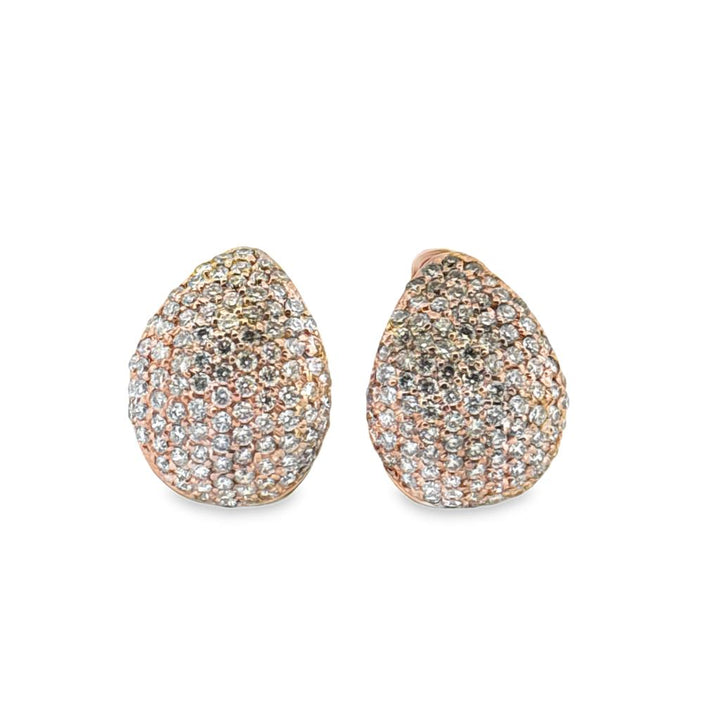2.00 CTW Diamond Dome Earrings in 14K Rose Gold