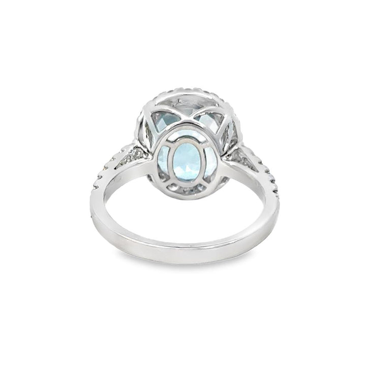 4.13 CT Aquamarine 0.69 CTW Diamond 18K White Gold Ring