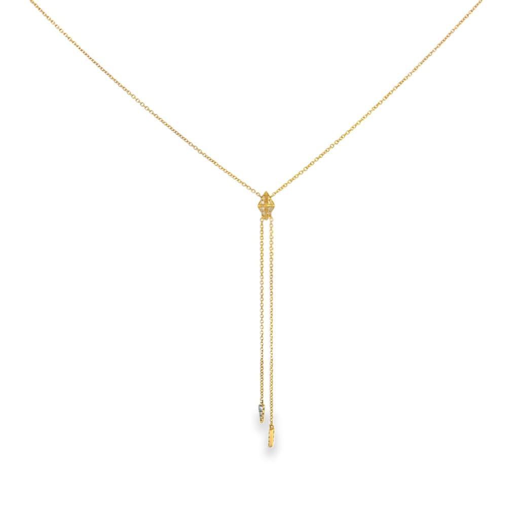 14K Yellow Gold Diamond Pendant Necklace – 16" | 1mm Wide