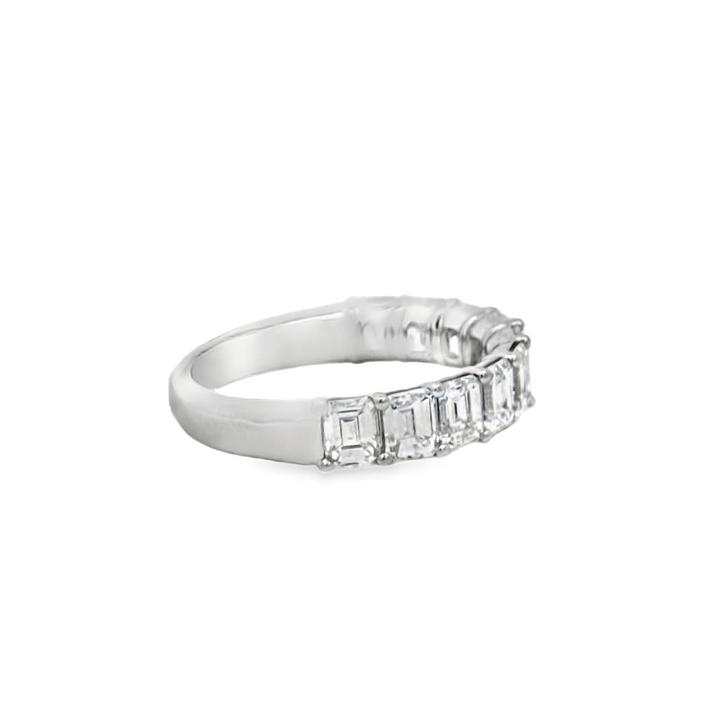 3.22 CTW Emerald-Cut Diamond Band Ring in 18K White Gold