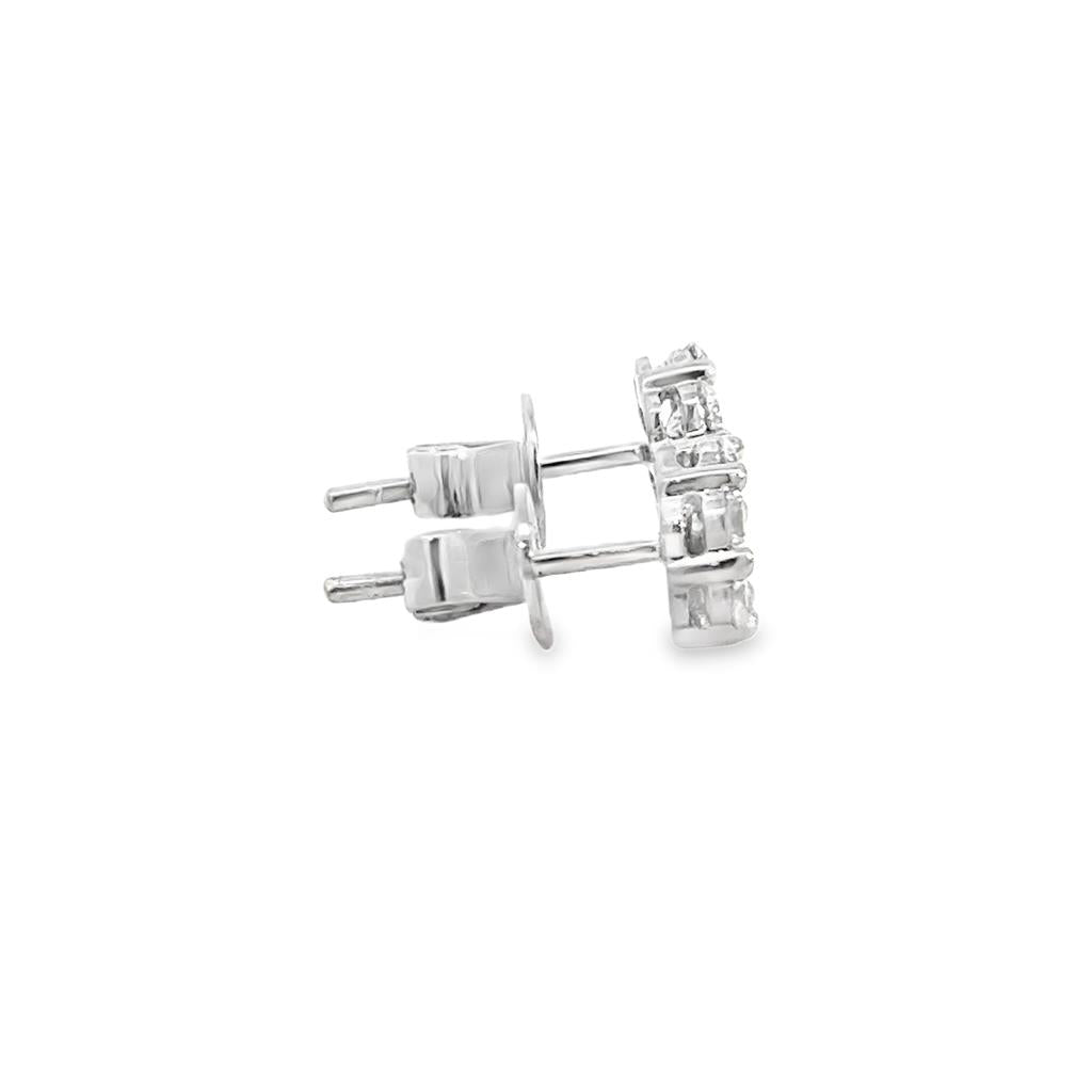 0.71 CTW Diamond Floral Stud Earrings – 18K White Gold, 7mm