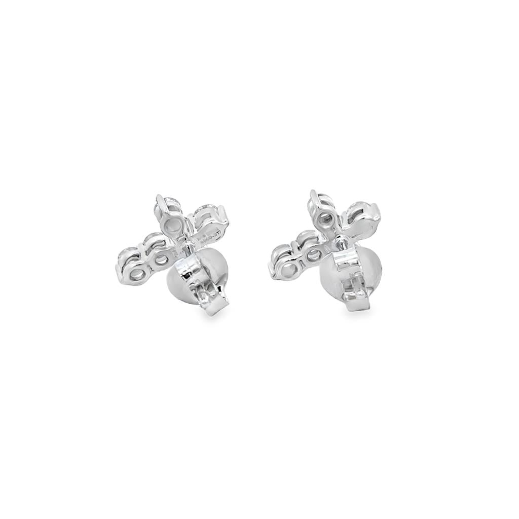 0.92 CTW Diamond 14K White Gold Cross Stud Earrings
