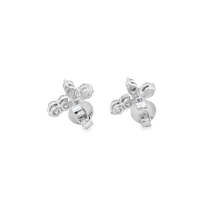 0.92 CTW Diamond 14K White Gold Cross Stud Earrings