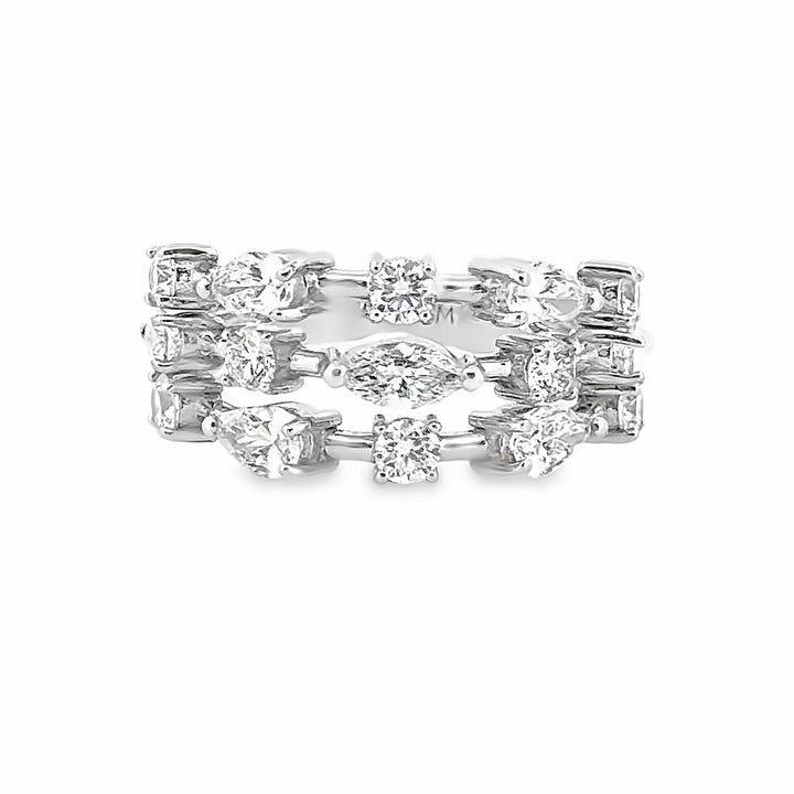0.95 CTW Pear Diamond, 0.69 CTW Round Diamond, and 0.20 CTW Marquise Diamond 18K White Gold Ring