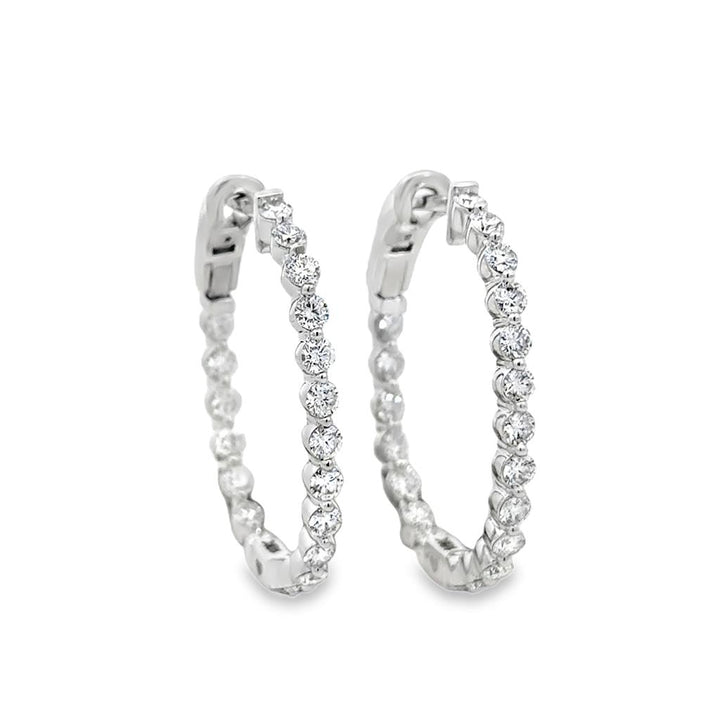 2.50 CTW Diamond Inside-Out Hoop Earrings in 18K White Gold