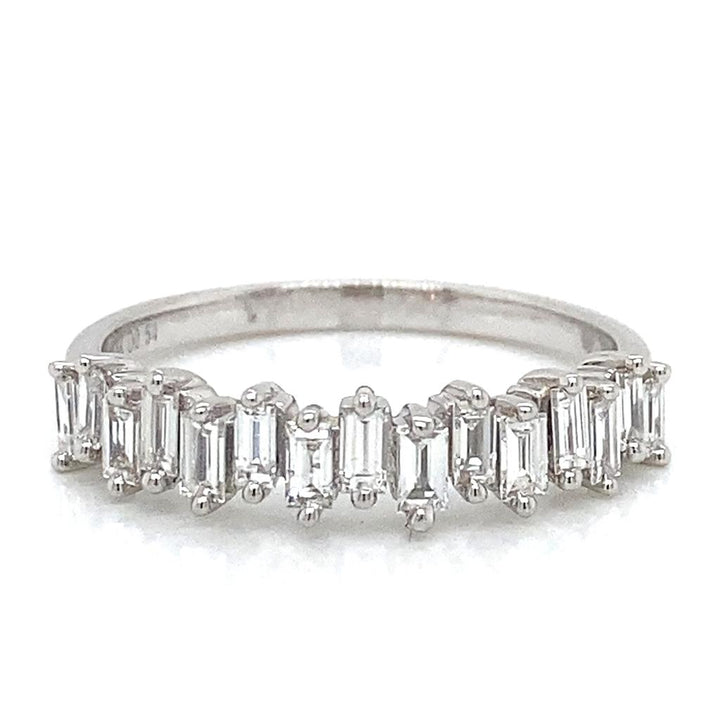 0.54 CTW Baguette Diamond 14K White Gold Offset Ring