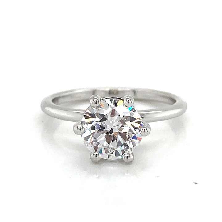 Hidden Halo Semi-Mount Diamond 18K White Gold Engagement Ring