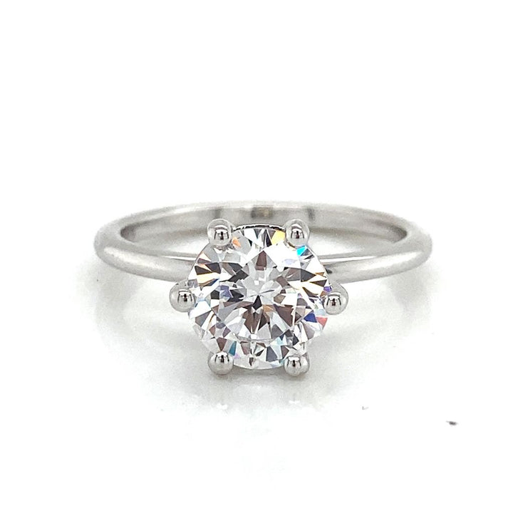 Hidden Halo Engagement Semi-Mount Diamond 18K White Gold Engagement Ring