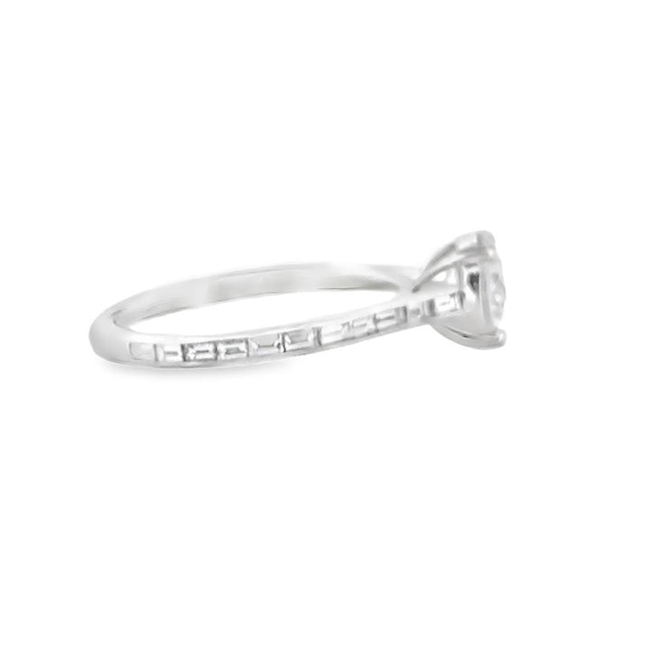 Straight Baguette Engagement Semi-Mount 18K White Gold Ring