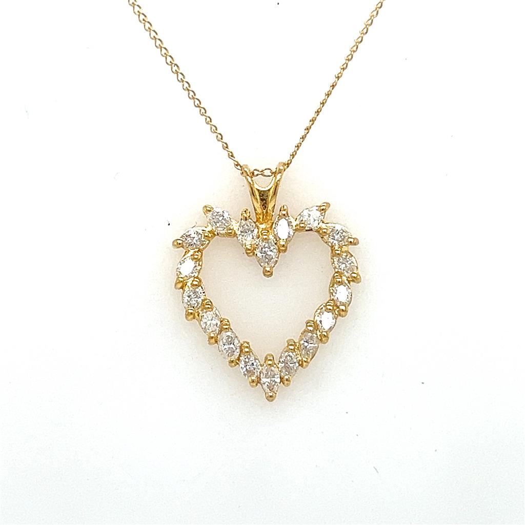0.54 CTW Marquise Diamond 14K Yellow Gold Pendant Necklace